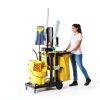 Rubbermaid Commercial Janitorial 3‑Shelf Cleaning Cart Yellow Vinyl-2
