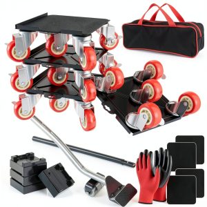 Furniture Dolly Set 5 Wheels Heavy Duty, Furniture Movers with Silent Rubber Wheels, 360° Rotation with Brake, 1400Lbs Load Capacity, Furniture Lifter for Easy Moving Large Furniture.-0