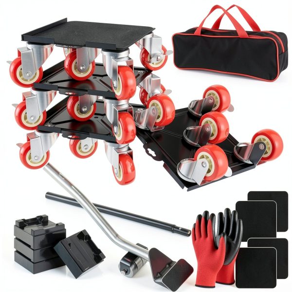 Furniture Dolly Set 5 Wheels Heavy Duty, Furniture Movers with Silent Rubber Wheels, 360° Rotation with Brake, 1400Lbs Load Capacity, Furniture Lifter for Easy Moving Large Furniture.-0