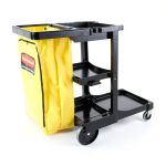 Rubbermaid Commercial Janitorial 3‑Shelf Cleaning Cart Yellow Vinyl-0