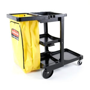 Rubbermaid Commercial Janitorial 3‑Shelf Cleaning Cart Yellow Vinyl-0