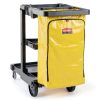 Rubbermaid Commercial Janitorial 3‑Shelf Cleaning Cart Yellow Vinyl-3
