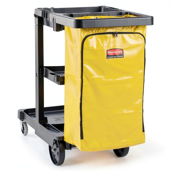 Rubbermaid Commercial Janitorial 3‑Shelf Cleaning Cart Yellow Vinyl-3