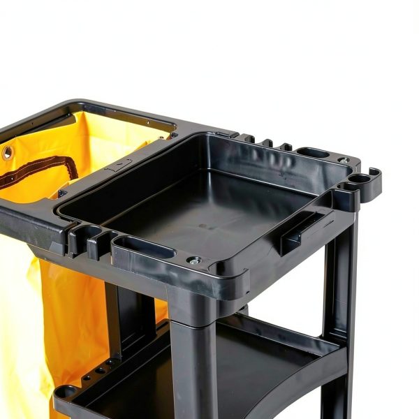 Rubbermaid Commercial Janitorial 3‑Shelf Cleaning Cart Yellow Vinyl-6