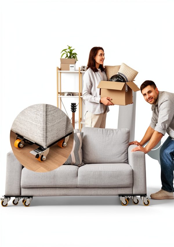 KYX Furniture Dolly, Furniture Movers with 5 Wheels,Carbon Steel Panel Heavy Duty Dolly, Furniture Lifter with 360° Rotatable Silent Rubber Universal Wheels, Max Load 4000LBS(6.9x6.9 in)-4