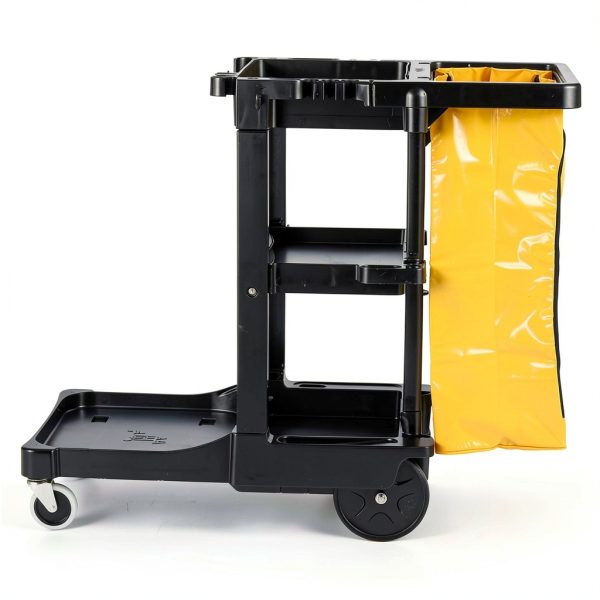Rubbermaid Commercial Janitorial 3‑Shelf Cleaning Cart Yellow Vinyl-1