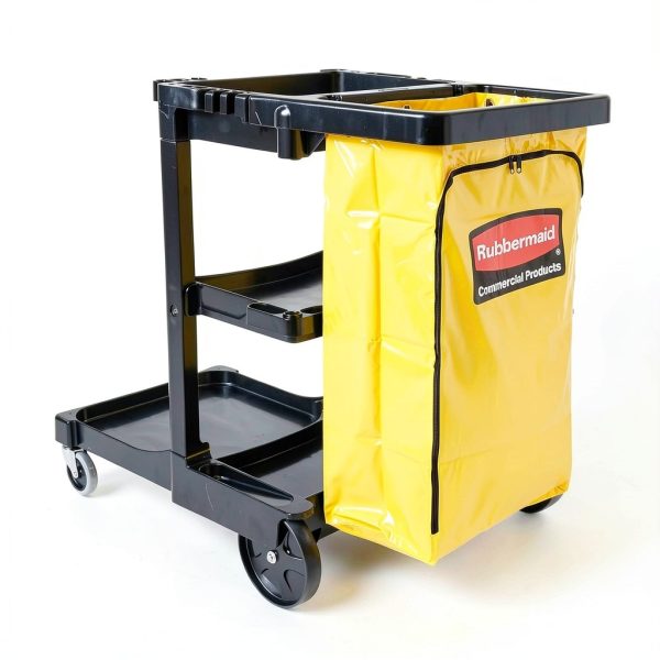 Rubbermaid Commercial Janitorial 3‑Shelf Cleaning Cart Yellow Vinyl-7