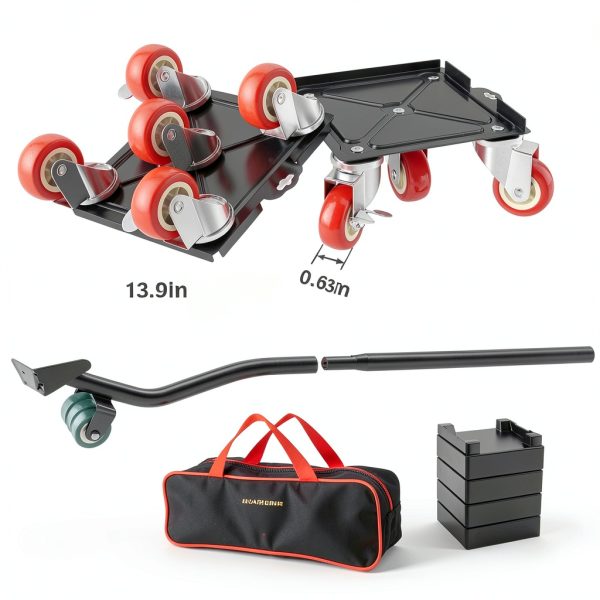 Furniture Dolly Set 5 Wheels Heavy Duty, Furniture Movers with Silent Rubber Wheels, 360° Rotation with Brake, 1400Lbs Load Capacity, Furniture Lifter for Easy Moving Large Furniture.-4