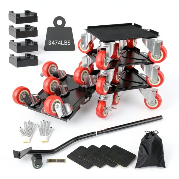 Furniture Dolly,Furniture Movers with 5 Wheels,Carbon Steel Panel Heavy Duty Dolly,Furniture Lifter with 5 360° Rotatable Rubber Universal Wheels,Maximum Load 3474LBS-0
