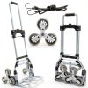 Stair Climbing Cart, 220 LBS Aluminum Stair Climber Dolly, Heavy Duty Folding Hand Truck Dolly with 6 Wheels, Telescoping Handle and Elastic Rope for Home, Moving, Groceries, Warehouse-0