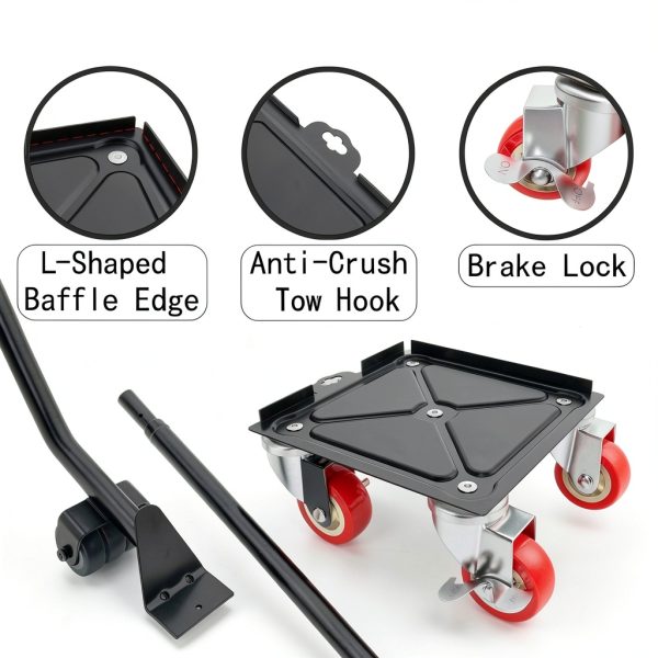 Furniture Dolly,Furniture Movers with 5 Wheels,Carbon Steel Panel Heavy Duty Dolly,Furniture Lifter with 5 360° Rotatable Rubber Universal Wheels,Maximum Load 3474LBS-1